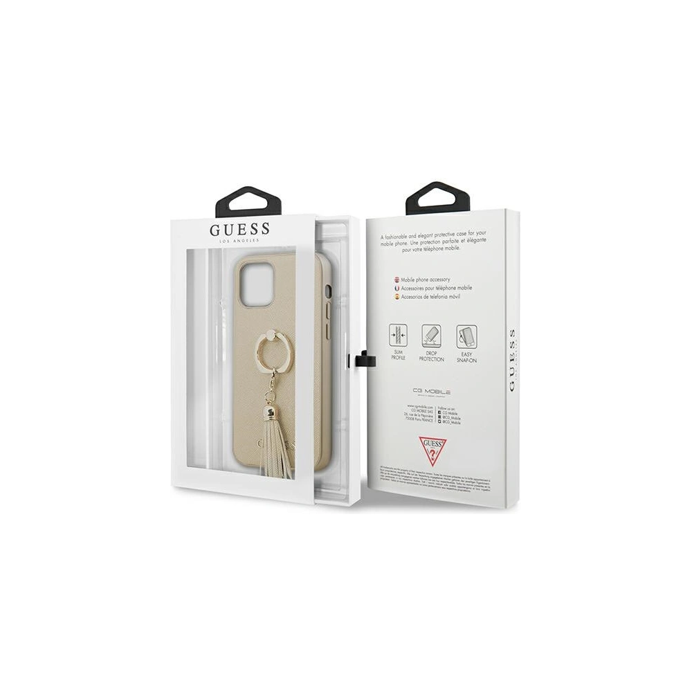 Hurtownia GSM - Etui Guess GUHCP12LRSSABE Apple iPhone 12 Pro Max beige/beżowy hardcase Saffiano with ring stand - GUE1191BEI - {ean13} - Hurt