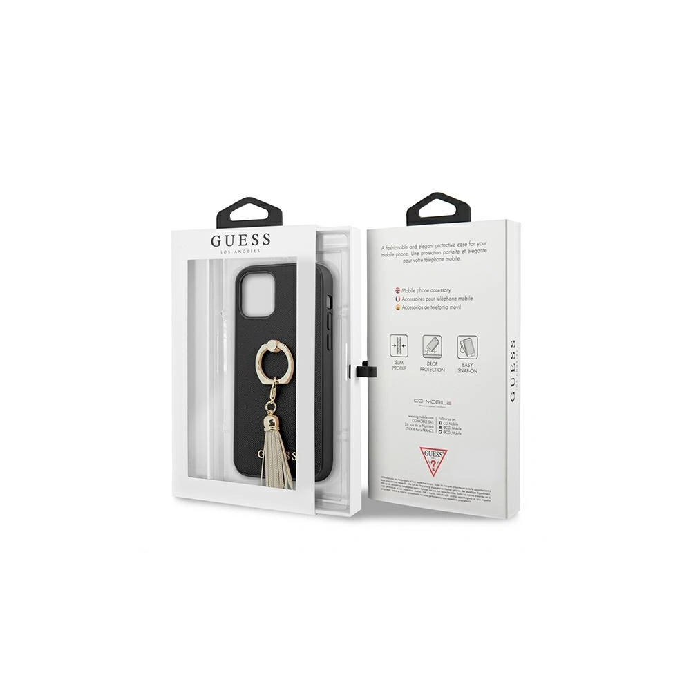 Wholesale Guess GUHCP12LRSSABK Apple iPhone 12 Pro Max black hardcase Saffiano with ring stand - GUE1192BLK - {ean13} - Hurt