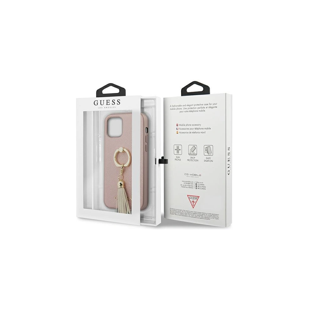 Wholesale Guess GUHCP12LRSSARG Apple iPhone 12 Pro Max pink hardcase Saffiano with ring stand - GUE1193PNK - {ean13} - Hurt