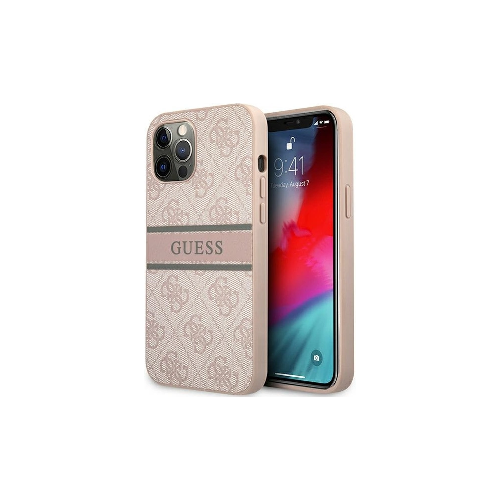 Hurtownia GSM - Etui Guess GUHCP12M4GDPI Apple iPhone 12/12 Pro růžový/pink hardcase 4G Stripe - GUE1194PNK - {ean13} - Hurt