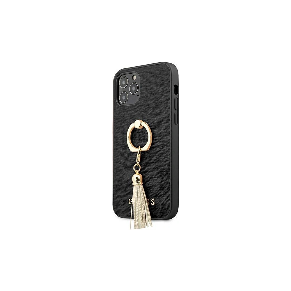 Hurtownia GSM - Etui Guess GUHCP12MRSSABK Apple iPhone 12/12 Pro černý/black hardcase Saffiano s kroužkovým stojanem - GUE1198BLK - {ean13} - Hurt