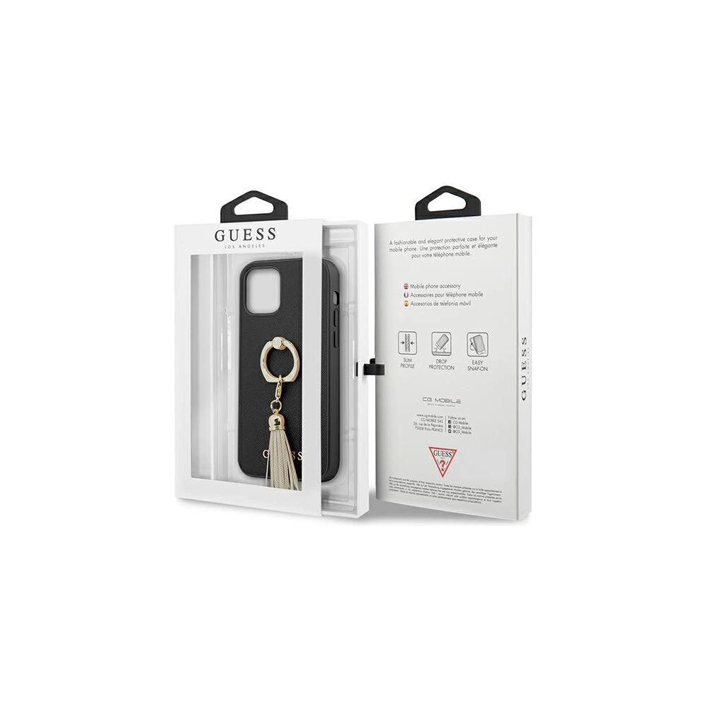 Wholesale Guess GUHCP12MRSSABK Apple iPhone 12/12 Pro black hardcase Saffiano with ring stand - GUE1198BLK - {ean13} - Hurt