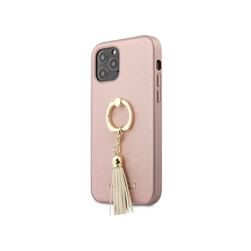 Guess Distributor - 3700740489468 - GUE1199PNK - Guess GUHCP12MRSSARG Apple iPhone 12/12 Pro pink hardcase Saffiano with ring stand - B2B homescreen