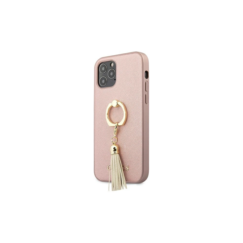 Hurtownia GSM - Etui Guess GUHCP12MRSSARG Apple iPhone 12/12 Pro růžový/pink hardcase Saffiano s kroužkovým stojanem - GUE1199PNK - {ean13} - Hurt