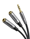 Hurtownia GSM - Audio AUX rozbočovač UGREEN kabel jack 3,5 mm, 20 cm (šedý) - UGR980GRY - {ean13} - Hurt