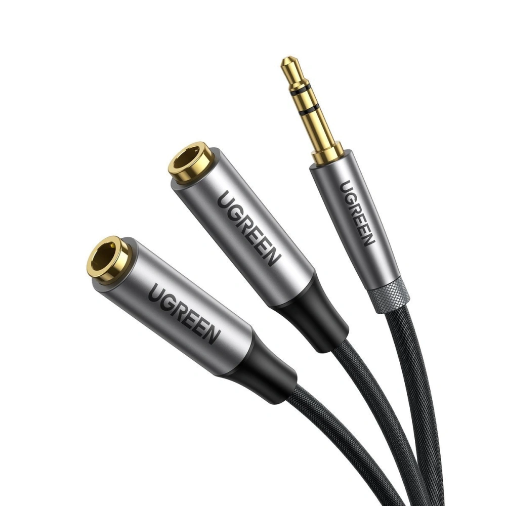 Hurtownia GSM - Audio AUX rozbočovač UGREEN kabel jack 3,5 mm, 20 cm (šedý) - UGR980GRY - {ean13} - Hurt