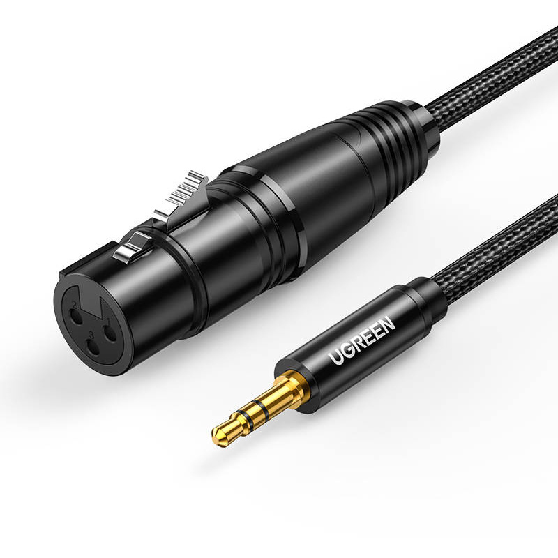 Ugreen Distributor - 6957303822447 - UGR984BLK - UGREEN AV131 Female XLR cable for jack 3.5 men - 2m (black) - B2B homescreen