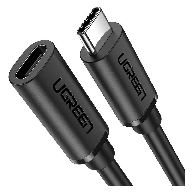Ugreen Distributor - 6957303813872 - UGR985BLK - UGREEN USB Type C 3.1 Gen2 Male to Female Cable Nickel Plating 1m (Black) - B2B homescreen