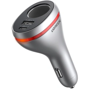 Ładowarka samochodowa UGREEN CD204 z gniazdem zapalniczki, USB, USB-C, 84W (szara)