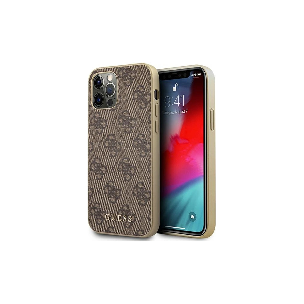 Wholesale Guess GUHCP12MG4GB Apple iPhone 12/12 Pro brown hard case 4G Collection - GUE1224BR - {ean13} - Hurt