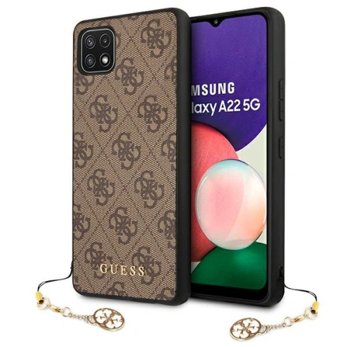 Etui Guess GUHCSA22GF4GBR Samsung Galaxy A22 5G brązowy/brown hard case 4G Charms Collection
