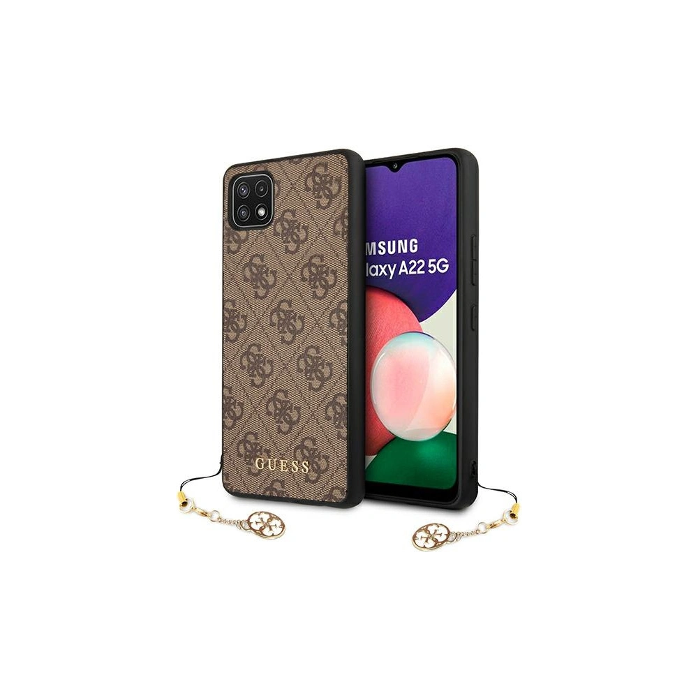 Wholesale Guess GUHCSA22GF4GBR Samsung Galaxy A22 5G brown hard case 4G Charms Collection - GUE1225BR - {ean13} - Hurt
