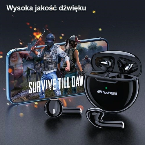 AWEI słuchawki Bluetooth 5.0 T17 TWS + stacja dokująca biały/white