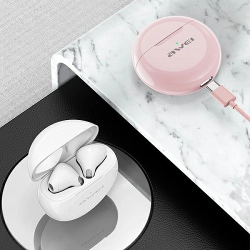 AWEI słuchawki Bluetooth 5.0 T17 TWS + stacja dokująca różowy/pink