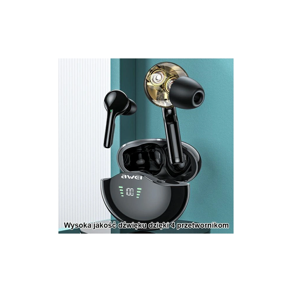Hurtownia GSM - AWEI słuchawki Bluetooth 5.1 T12P TWS + stacja dokująca czarny/black - AWEI076BLK - {ean13} - Hurt