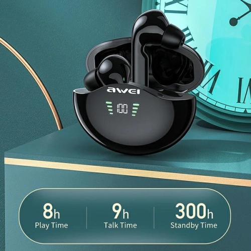 AWEI słuchawki Bluetooth 5.1 T12P TWS + stacja dokująca czarny/black