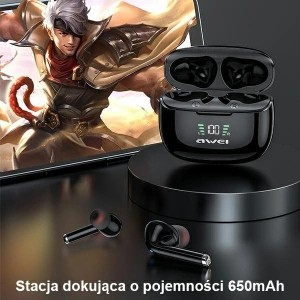 Hurtownia GSM - AWEI słuchawki sportowe Bluetooth 5.2 TA8 TWS + stacja dokująca czarny/black - AWEI079BLK - {ean13} - Hurt