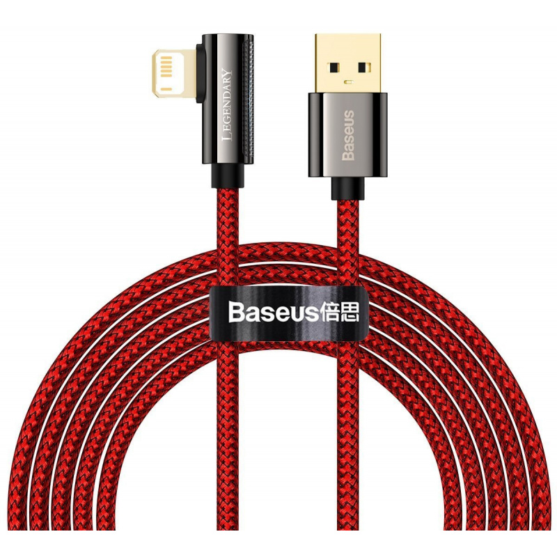 Hurtownia Baseus - 6953156209244 - BSU2871RED - Kabel USB do Lightning kątowy Baseus Legend Series, 2.4A, 2m (czerwony) - B2B homescreen