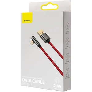 Kabel USB do Lightning kątowy Baseus Legend Series, 2.4A, 2m (czerwony)