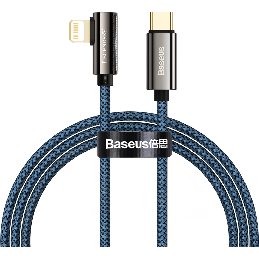 Kabel USB-C na Lightning úhlový Baseus Legend Series, PD, 20W, 1m (modrý)