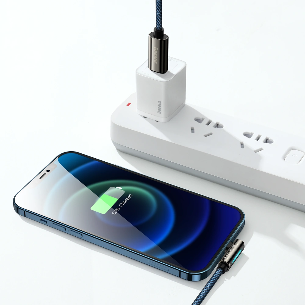 Kabel USB-C na Lightning úhlový Baseus Legend Series, PD, 20W, 1m (modrý)