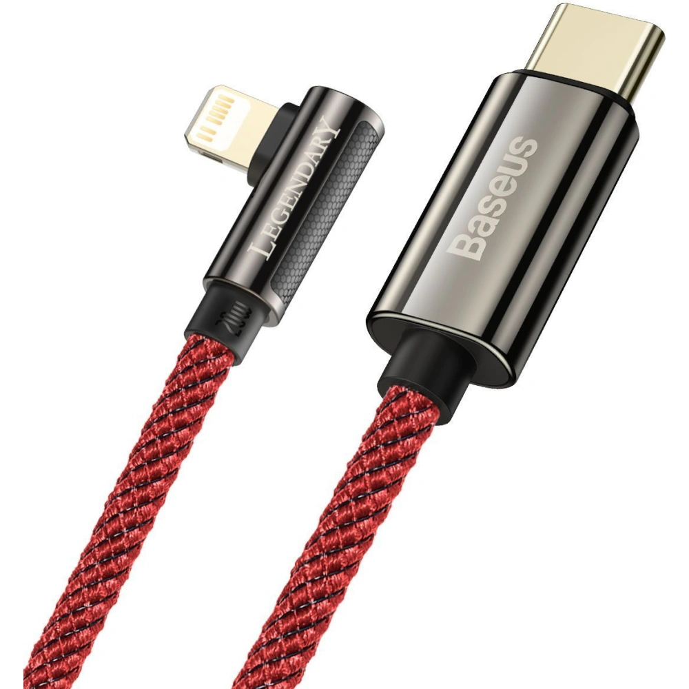 Kabel USB-C na Lightning úhlový Baseus Legend Series, PD, 20W, 1m (červený)