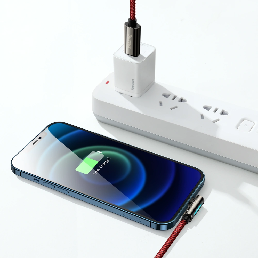 Kabel USB-C do Lightning kątowy Baseus Legend Series, PD, 20W, 1m (czerwony)