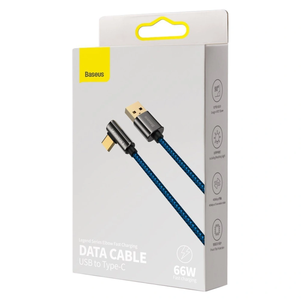Hurtownia GSM - Kabel USB do USB-C kątowy Baseus Legend Series, 66W, 2m (niebieski) - BSU2876BLU - {ean13} - Hurt