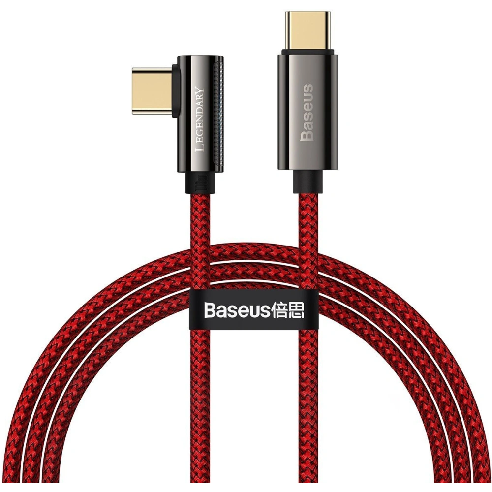 Hurtownia GSM - Kabel USB-C do USB-C kątový Baseus Legend Series, PD, 100W, 1m (červený) - BSU2880RED - {ean13} - Hurt