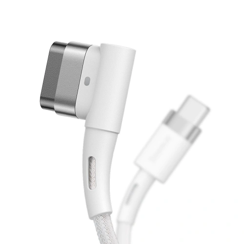 Kabel magnetyczny kątowy Baseus Zinc Magnetic, USB-C do MagSafe, 60W, 2m (biały)