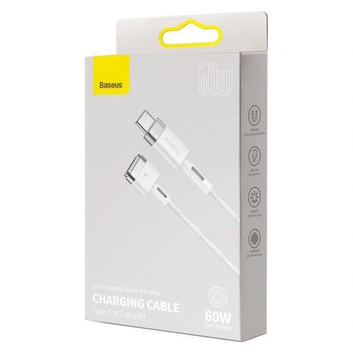 Kabel magnetyczny Baseus Zinc Magnetic, USB-C do MagSafe, 60W, 2m (biały)