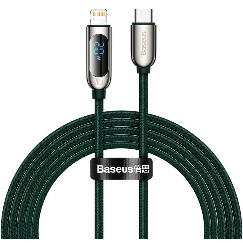 Baseus Distributor - 6953156208667 - BSU2889GRN - USB-C cable for Lightning Baseus Display, PD, 20W, 2m (green) - B2B homescreen