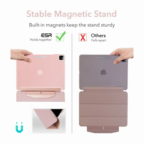 Etui ESR Ascend Trifold Apple iPad Pro 11 2021 (3. generacji) Rose Gold + Szkło