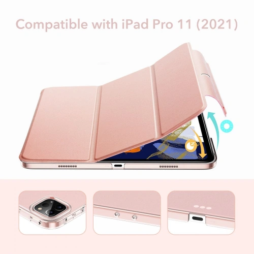 Etui ESR Ascend Trifold Apple iPad Pro 11 2021 (3. generacji) Rose Gold + Szkło