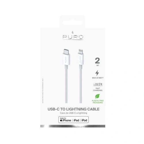 Kabel PURO Plain USB-C na Lightning MFi 2m (biały)