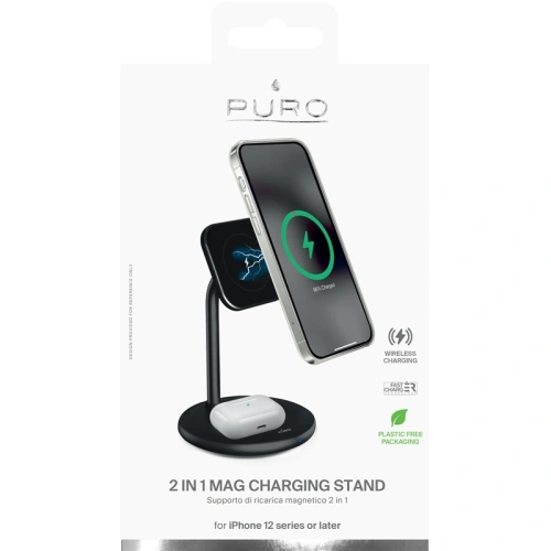 Podstawka z ładowarką bezprzewodową PURO Fast Charger 2in1 Mag Charging Stand