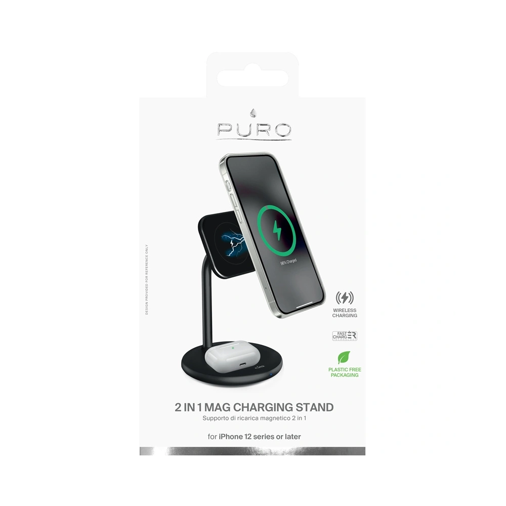 Hurtownia GSM - Podstawka z ładowarką bezprzewodową PURO Fast Charger 2in1 Mag Charging Stand - PUR447 - {ean13} - Hurt