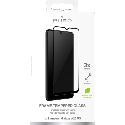 Szkło hartowane PURO Frame Tempered Glass Samsung Galaxy A22 5G (czarna ramka)