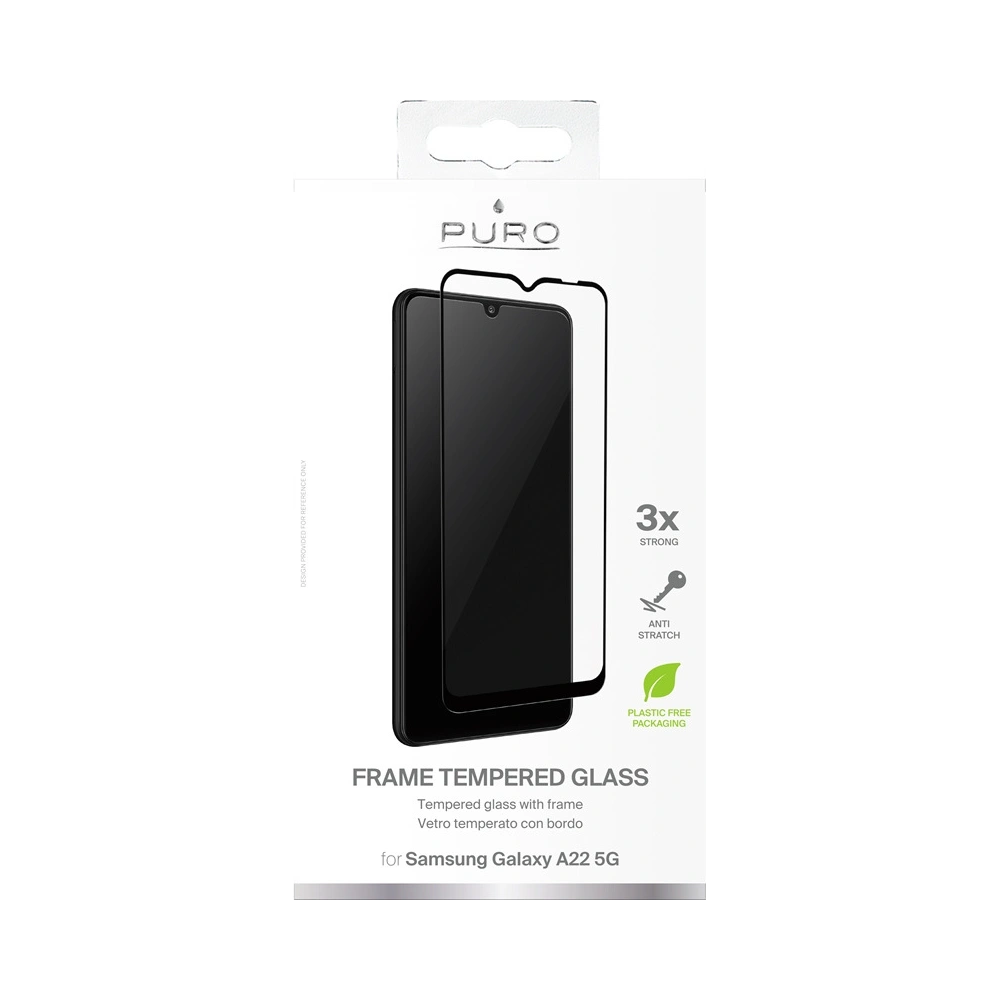 Hurtownia GSM - Sklo tvrzené PURO Frame Tempered Glass Samsung Galaxy A22 5G (černý rámeček) - PUR448BLK - {ean13} - Hurt