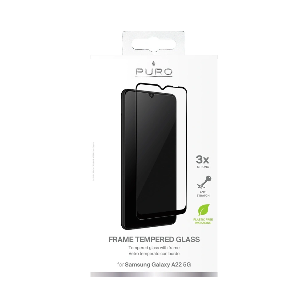 Hurtownia GSM - Sklo tvrzené PURO Frame Tempered Glass Samsung Galaxy A22 5G (černý rámeček) - PUR448BLK - {ean13} - Hurt