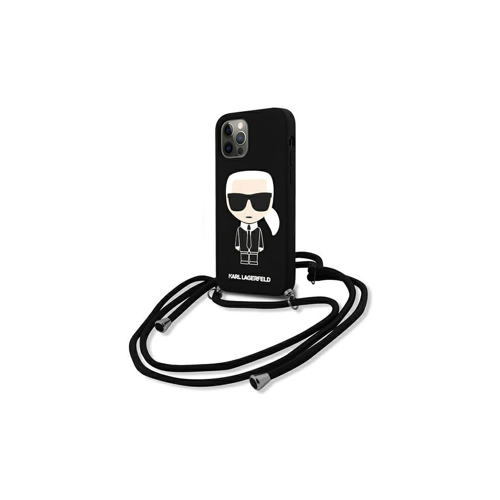 Hurtownia GSM - Etui Karl Lagerfeld KLHCP12LWOSLFKBK Apple iPhone 12 Pro Max hardcase černý/black Silicone Cord Iconik - KLD595BLK - {ean13} - Hurt