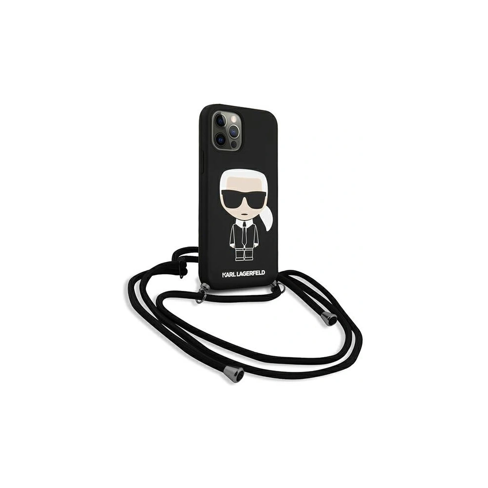 Hurtownia GSM - Etui Karl Lagerfeld KLHCP12LWOSLFKBK Apple iPhone 12 Pro Max hardcase černý/black Silicone Cord Iconik - KLD595BLK - {ean13} - Hurt