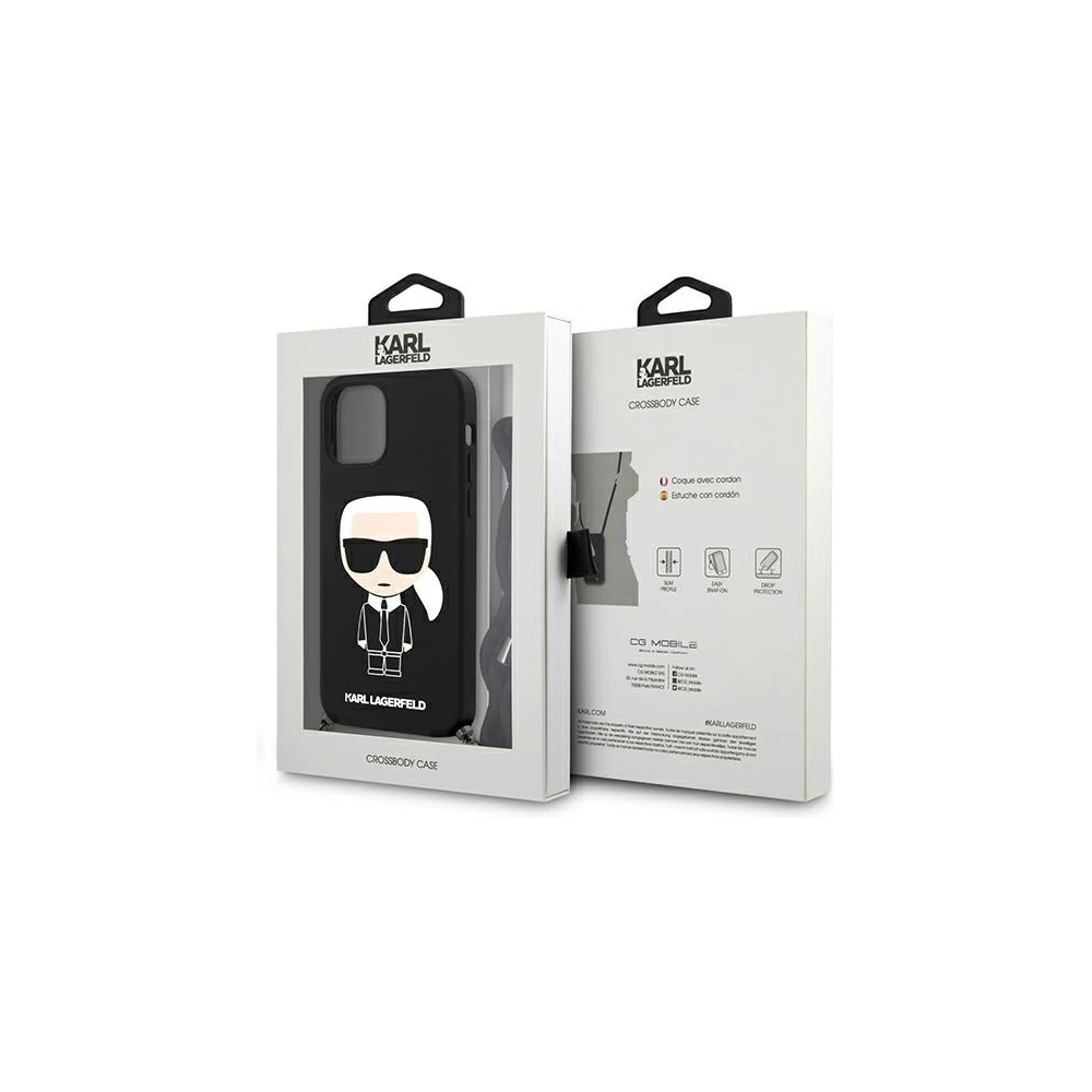 Hurtownia GSM - Etui Karl Lagerfeld KLHCP12LWOSLFKBK Apple iPhone 12 Pro Max hardcase černý/black Silicone Cord Iconik - KLD595BLK - {ean13} - Hurt
