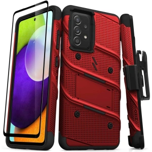 Hurtownia GSM - Pancéřové pouzdro ZIZO BOLT Series Samsung Galaxy A52 5G/A52S se sklem 9H na displej + držák s podstavcem (červené) - ZIZ074RED - {ean13} - Hurt