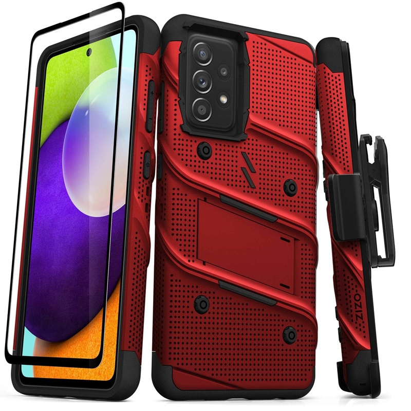 Hurtownia Zizo - 888488334318 - ZIZ074RED - Pancerne etui ZIZO BOLT Series Samsung Galaxy A52 5G/A52S ze szkłem 9H na ekran + uchwyt z podstawką (czerwony) - B2B homescreen