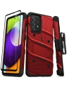 Pancerne etui ZIZO BOLT Series Samsung Galaxy A52 5G/A52S ze szkłem 9H na ekran + uchwyt z podstawką (czerwony)