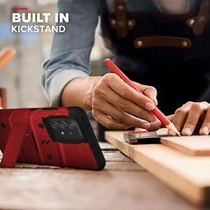 Hurtownia GSM - Pancéřové pouzdro ZIZO BOLT Series Samsung Galaxy A52 5G/A52S se sklem 9H na displej + držák s podstavcem (červené) - ZIZ074RED - {ean13} - Hurt