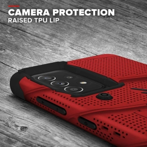 Hurtownia GSM - Pancéřové pouzdro ZIZO BOLT Series Samsung Galaxy A52 5G/A52S se sklem 9H na displej + držák s podstavcem (červené) - ZIZ074RED - {ean13} - Hurt
