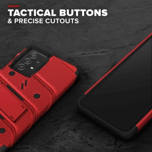 Hurtownia GSM - Pancéřové pouzdro ZIZO BOLT Series Samsung Galaxy A52 5G/A52S se sklem 9H na displej + držák s podstavcem (červené) - ZIZ074RED - {ean13} - Hurt