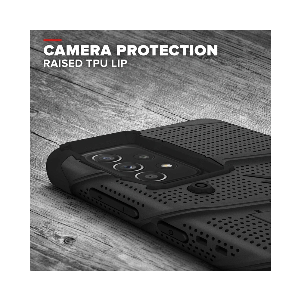 Hurtownia GSM - Pancéřové pouzdro ZIZO BOLT Series Samsung Galaxy A52 5G/A52S se sklem 9H na displej + držák s podstavcem (černé) - ZIZ076BLK - {ean13} - Hurt